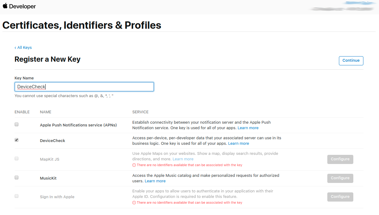 Register New Key