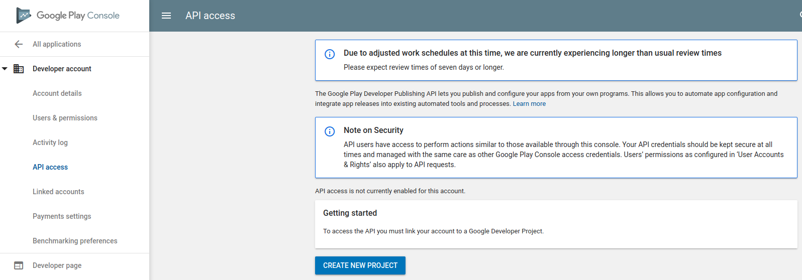 Google API Access Enable