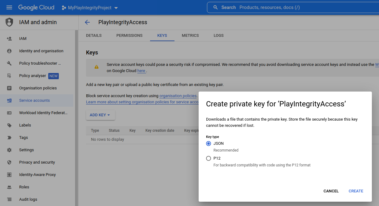 Create Key Step 3